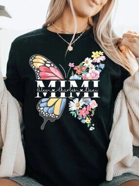 Graphic Butterfly Grandma Shirt, Floral Mama Tee, Mothers Day Gift Shirt
